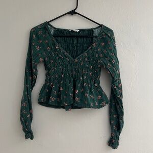 American Eagle smocked long sleeve top size xsmall
